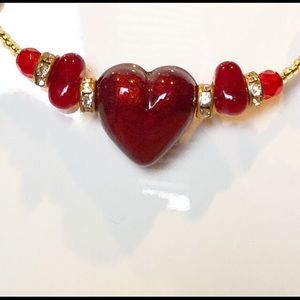 Murano hand blown glass heart necklace